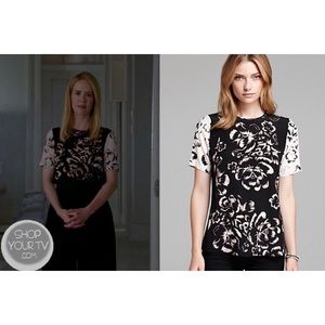 Rebecca Taylor Artisanal Black/White Floral Blouse